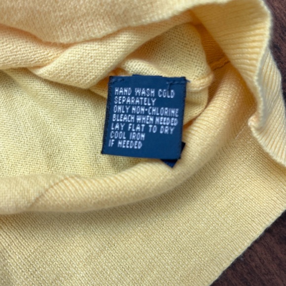 Polo Ralph Lauren V Neck Sweater Size Large Yellow 100% Pima Cotton Preppy Golf - Picture 7 of 13